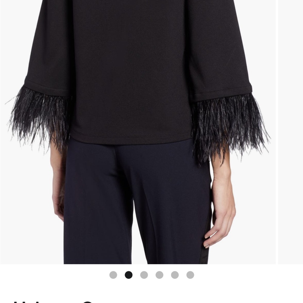 Halogen Black Top with Feathered Sleeves